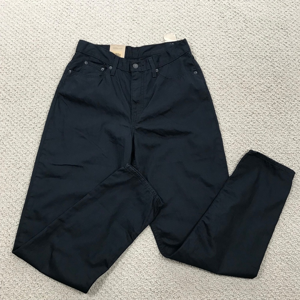 Levis High Waisted Mom Jeans Black Cotton Hemp Tapered Leg W29 L30 A3506-1821